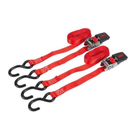 Sealey Ratchet Straps Polyester Webbing with S-Hooks 25mm x 4m 800kg - Pair