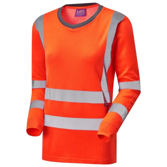 LEO Lydford ISO 20471 Class 2 Comfort EcoViz Women's Sleeved T Shirt LEO 