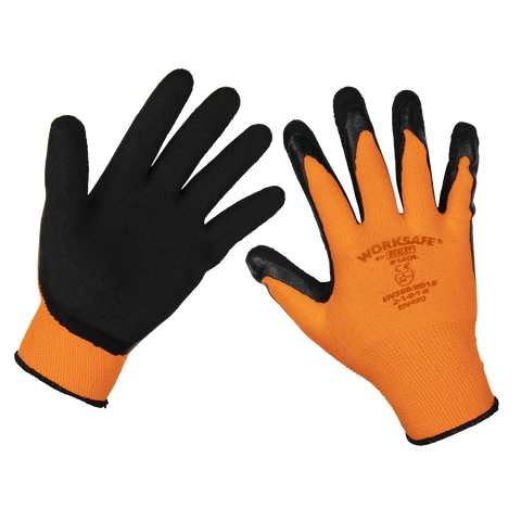 Sealey Worksafe® Foam Latex Grippa Gloves - Pack of 6 Pairs