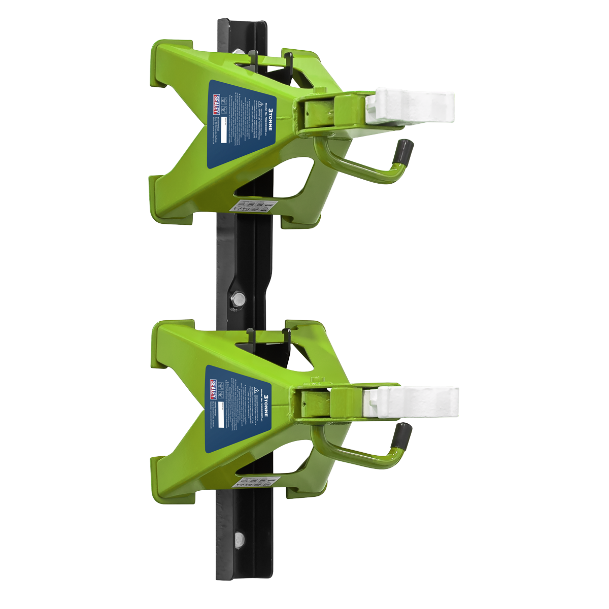 Sealey Axle Stand & Axle Stand Storage Rack Combo 3 Tonne - Hi-Vis Green Sealey 