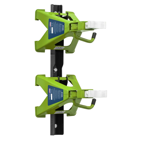 Sealey Axle Stand & Axle Stand Storage Rack Combo 3 Tonne - Hi-Vis Green