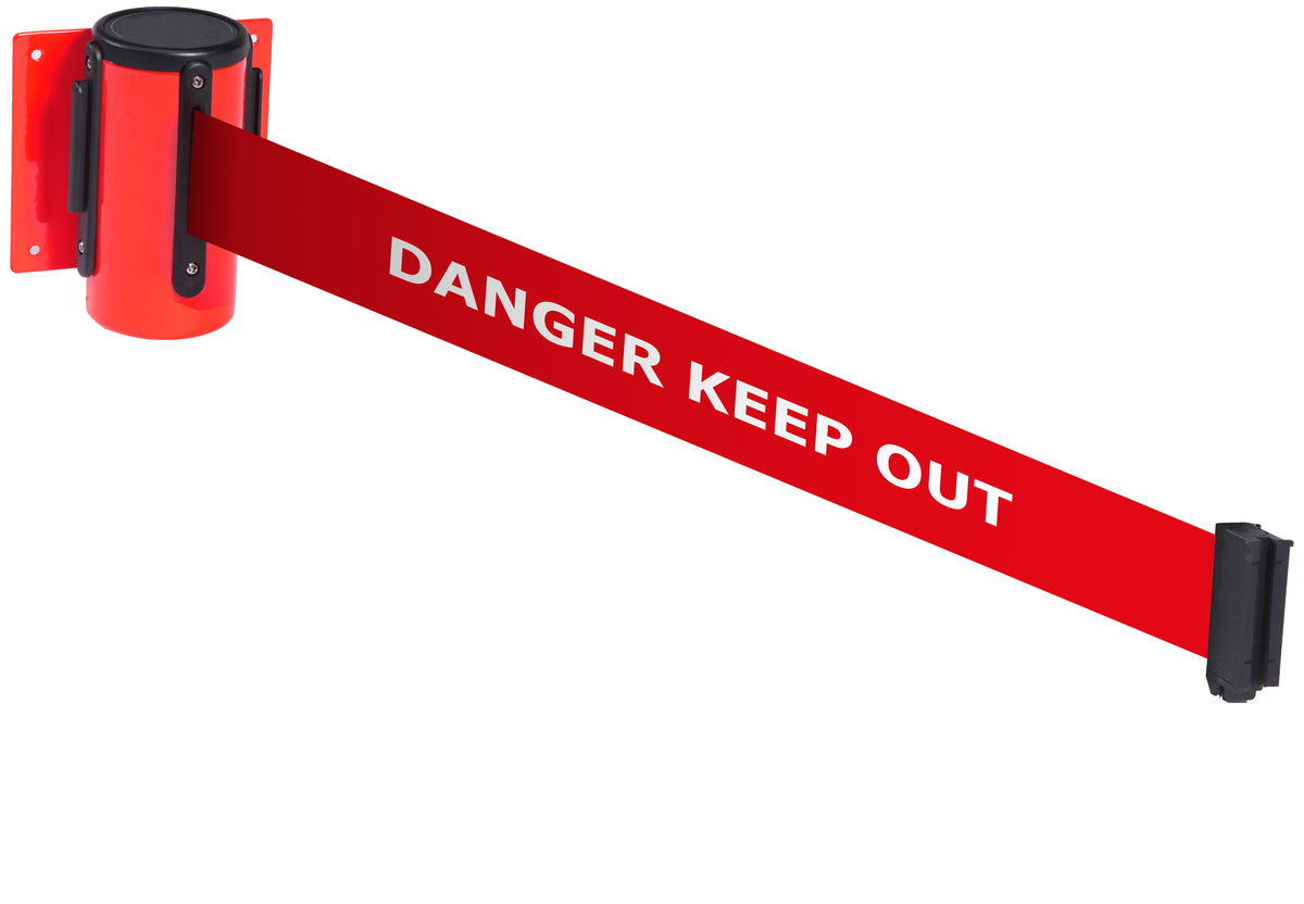 Wall Mounted Belt Barriers - Messaged Belt 1