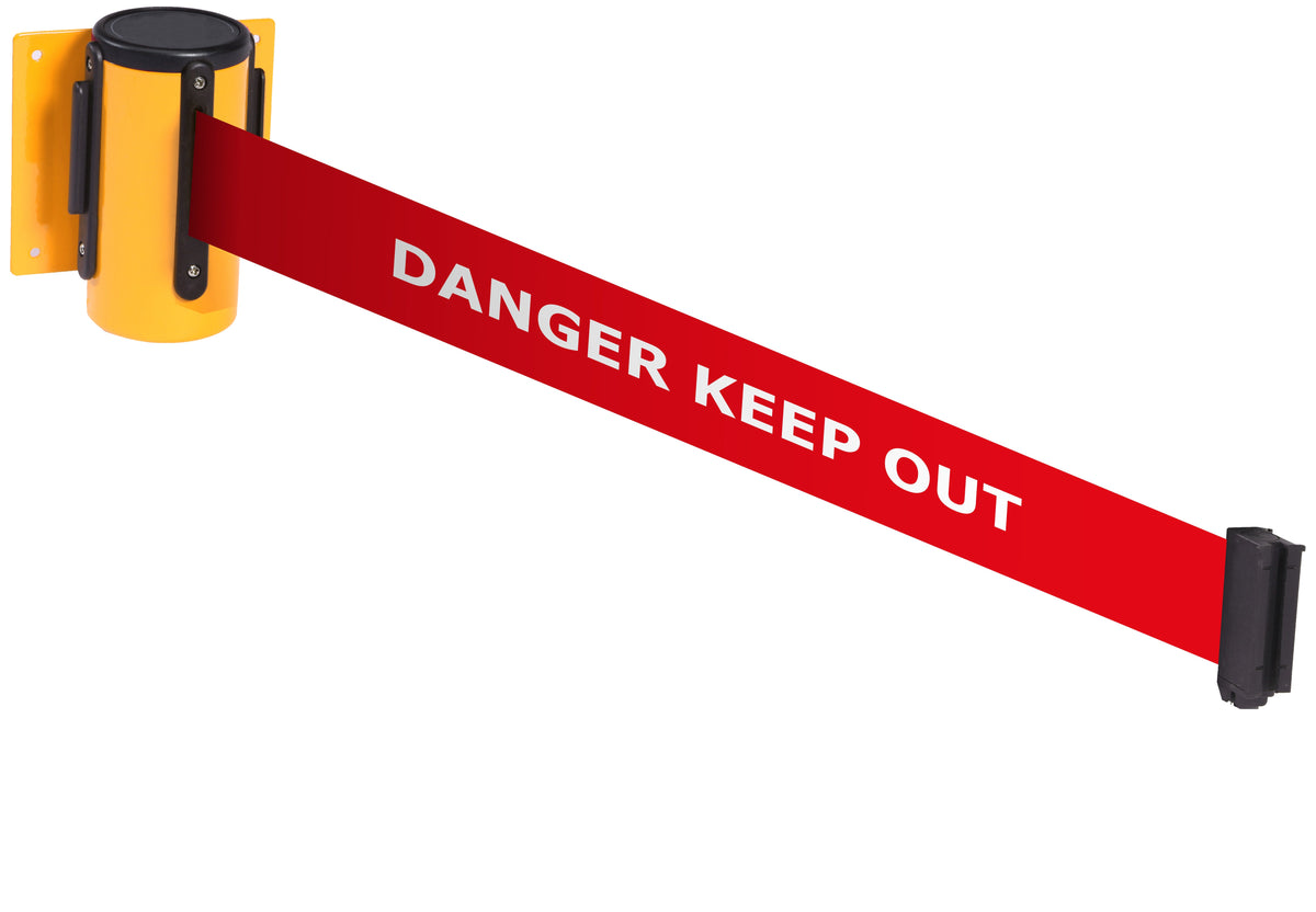 Wall Mounted Belt Barriers - Messaged Belt 1