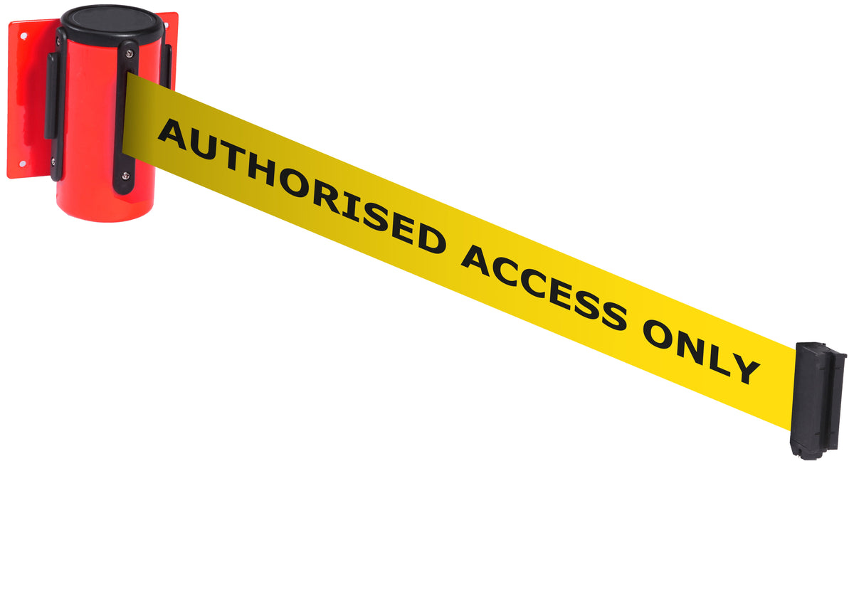 Wall Mounted Belt Barriers - Messaged Belt 1
