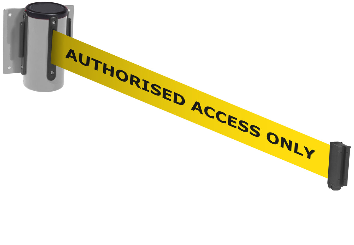 Wall Mounted Belt Barriers - Messaged Belt 1