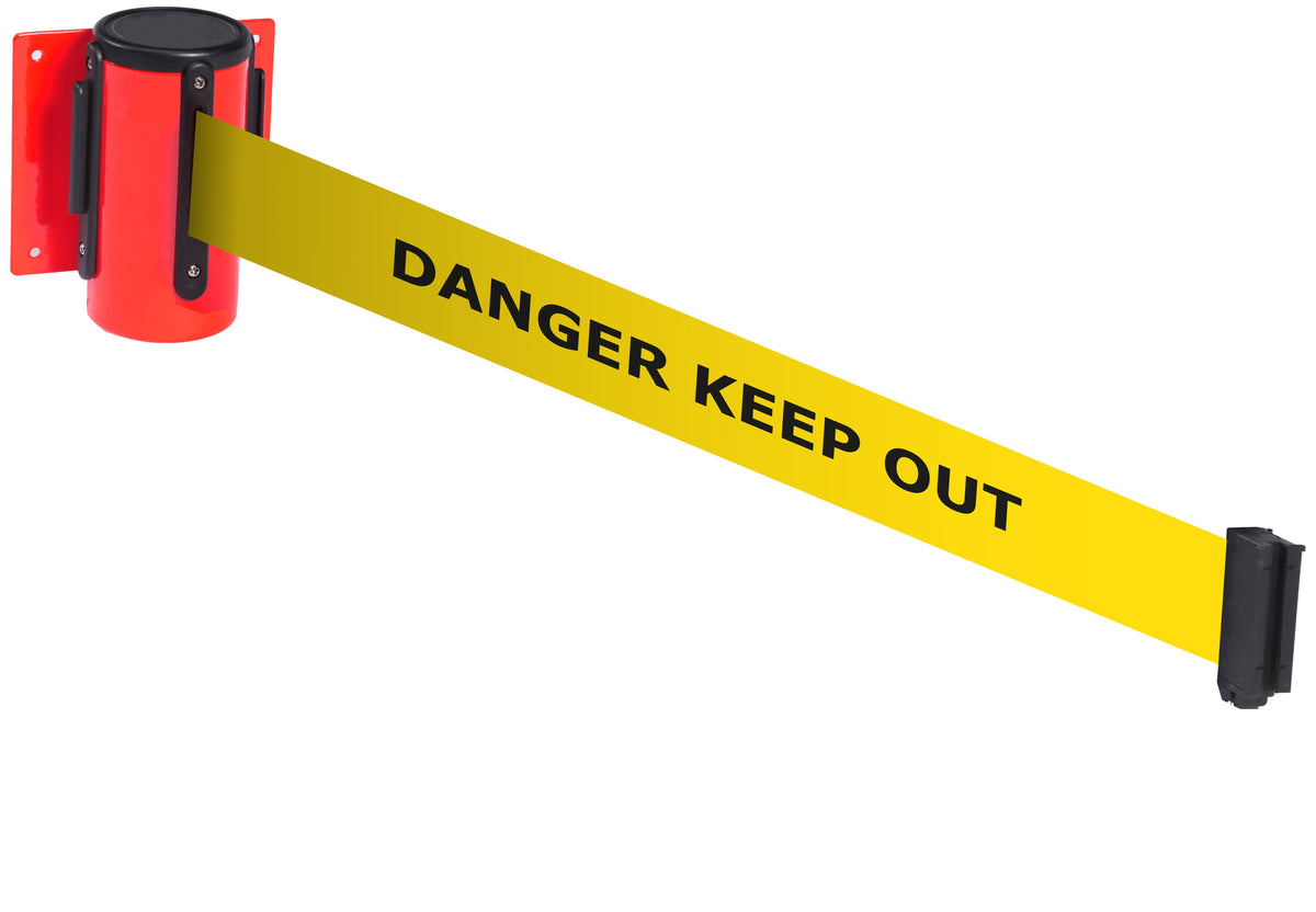 Wall Mounted Belt Barriers - Messaged Belt 1