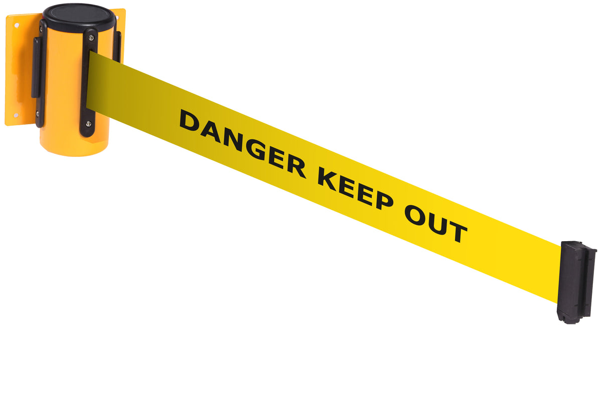 Wall Mounted Belt Barriers - Messaged Belt 1