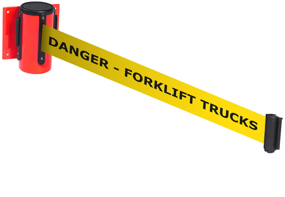 Wall Mounted Belt Barriers - Messaged Belt 1