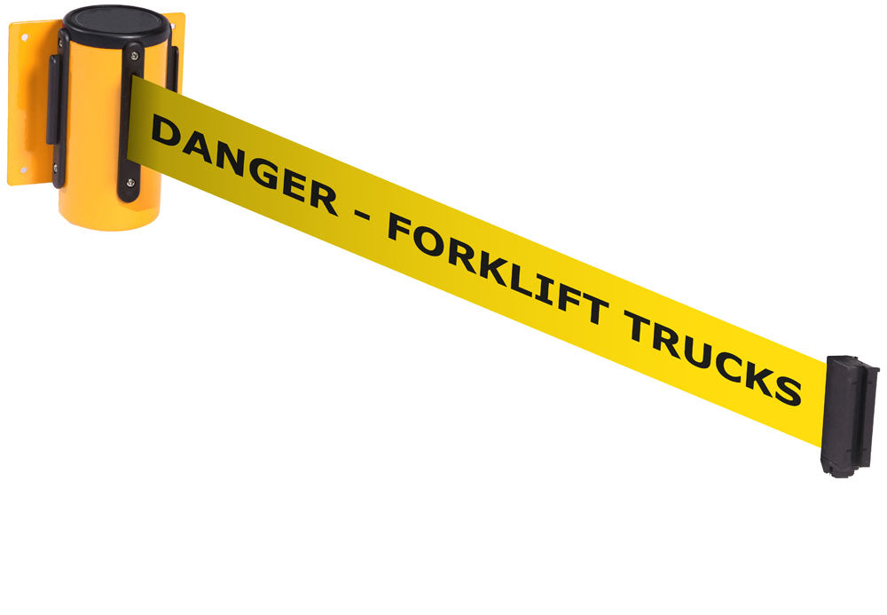 Wall Mounted Belt Barriers - Messaged Belt 1