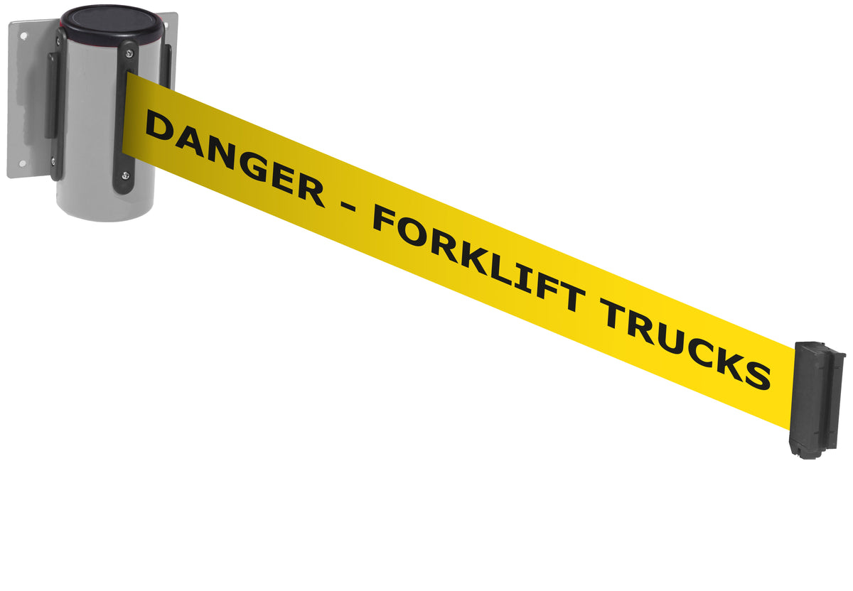 Wall Mounted Belt Barriers - Messaged Belt 1