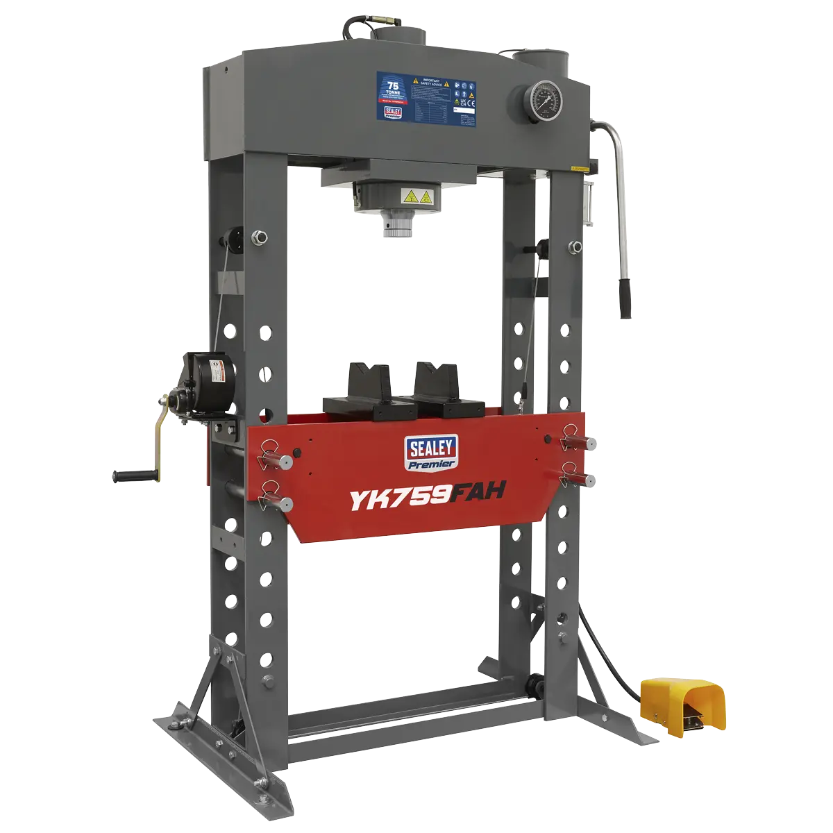 Sealey Premier Air/Hydraulic Floor Type Press with Foot Pedal 75 Tonne Sealey 