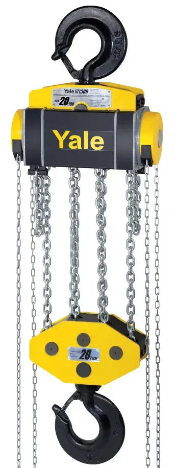Yale chain hoist on a white background