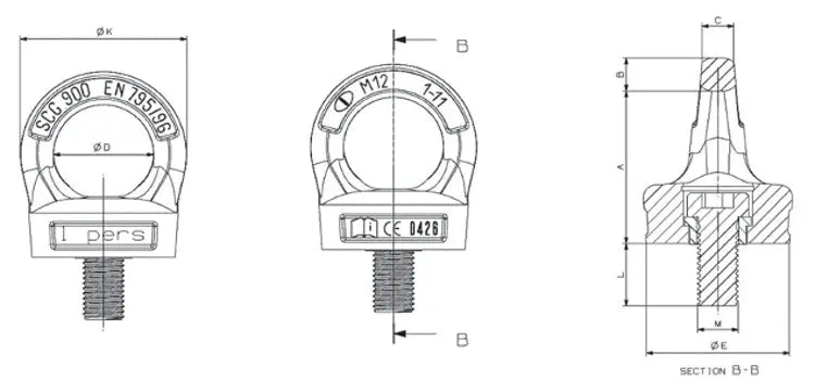 Cartec Rotating Restraint Eyebolts EN795 Cartec 