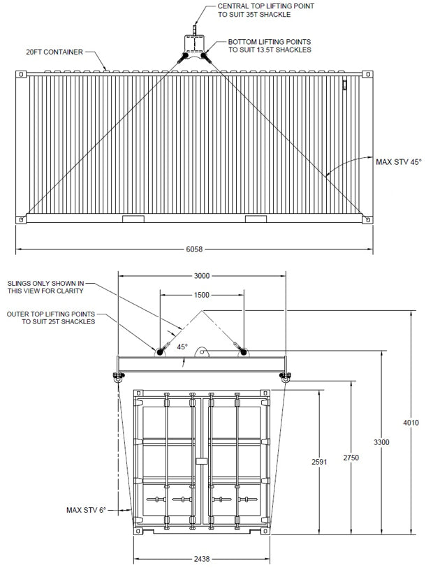 20ft ISO Container Lifting Beam Low Headroom