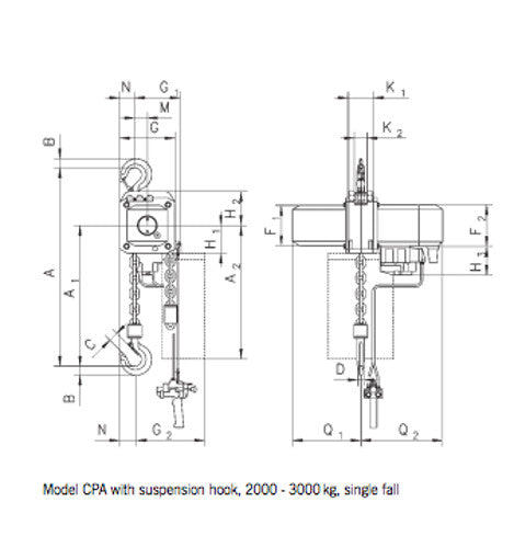 Yale CPA Heavy Duty Pneumatic Chain hoist Yale 