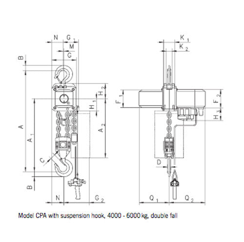 Yale CPA Heavy Duty Pneumatic Chain hoist Yale 