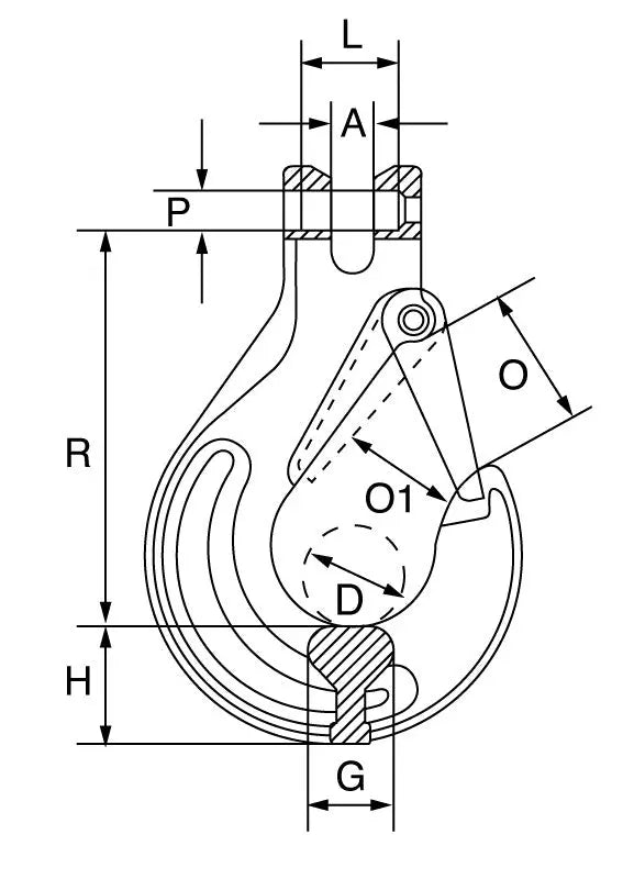 Grade 10 Clevis Sling Hook with Safety Catch Kito 