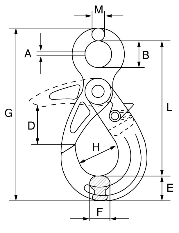 Premium Grade 8 Eye Self Locking Hook (102 Series) Kito 
