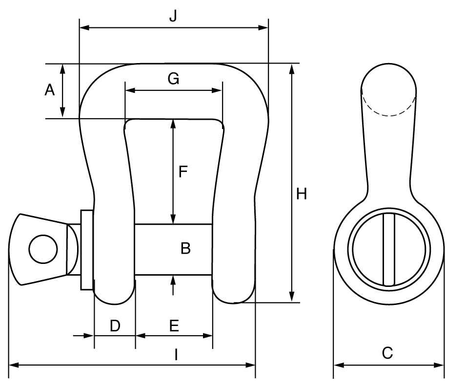 Green Pin Grade 8 Web Sling Shackle with Screw Collar Pin