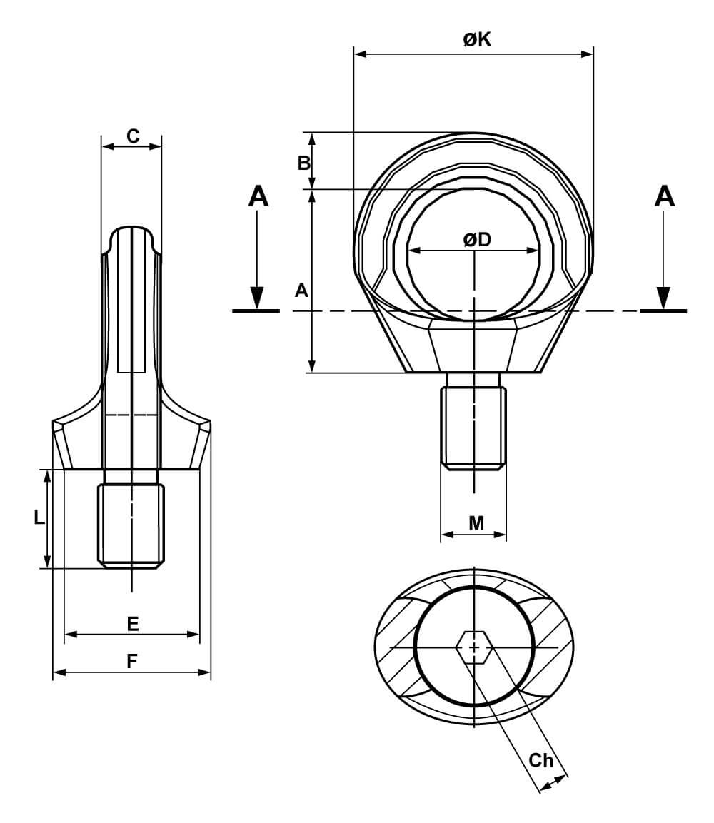 Grade 6 Stainless Steel Rotating Eyebolt Kito 