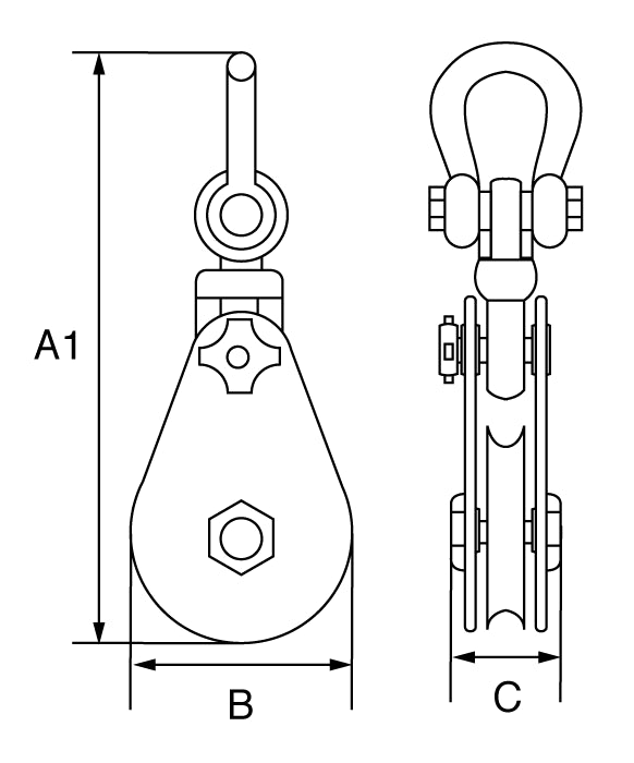 Lightweight Oil Industry Snatch Block- Shackle Head