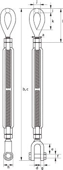 Galvanised Turnbuckle- Jaw/Eye