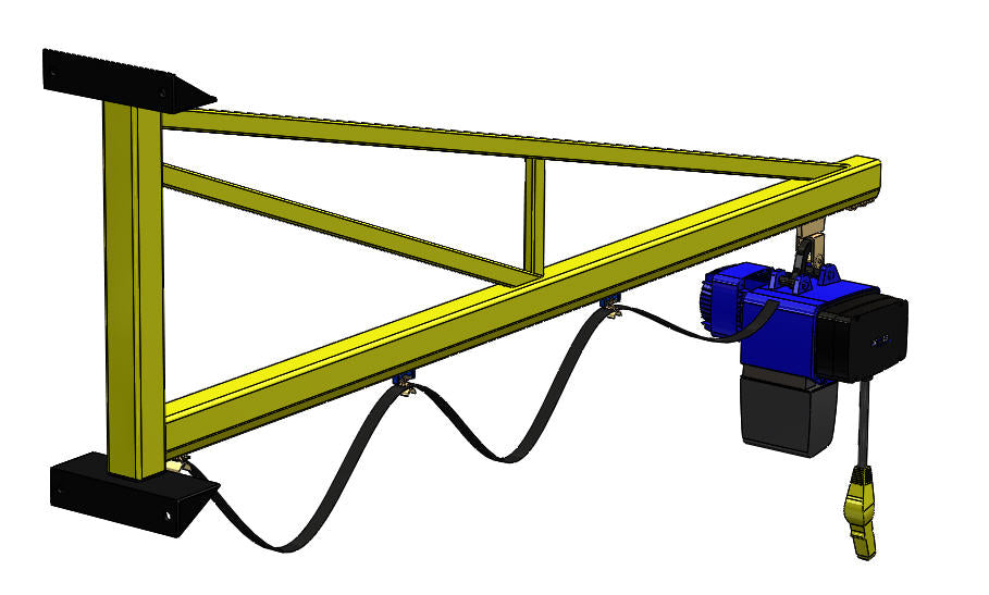 Wall-Mounted Over-Braced 125kg Jib Crane EliteReach Jibs 