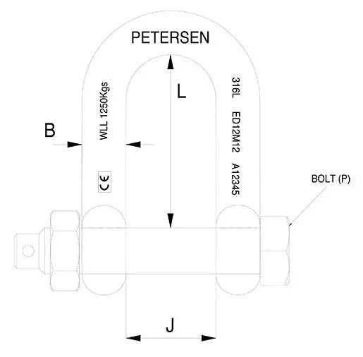 Stainless Steel D Shackles E Type With Safety Pin 316 High Corrosion Petersen 