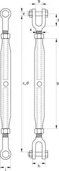 Galvanised Rigging Screw- Jaw/Jaw (Metric)