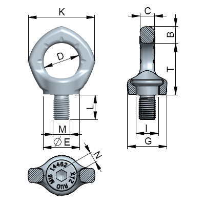 RUD INOX-STAR, Metric Thread Stainless Steel Eyebolt RUD 