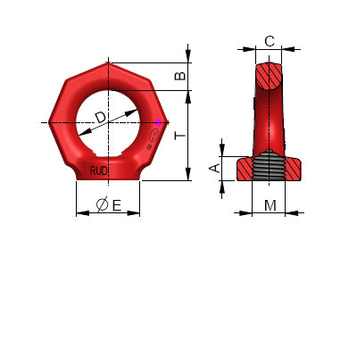 RUD RM Eye Nut, Metric Fine Thread