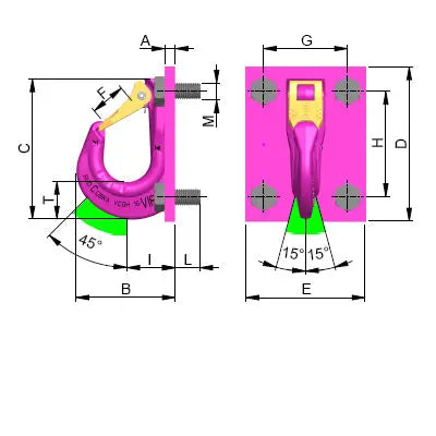 RUD VCGH-G Excavator, Bolt On Hooks RUD 