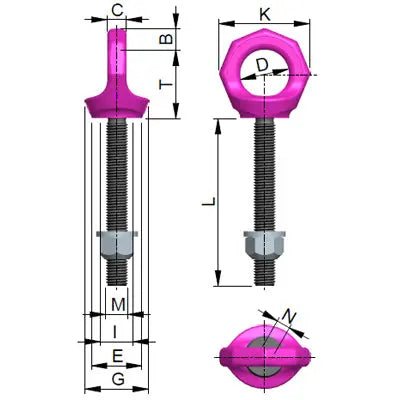 RUD VRS Starpoint Eye Bolt, Metric Thread And Max Length RUD 