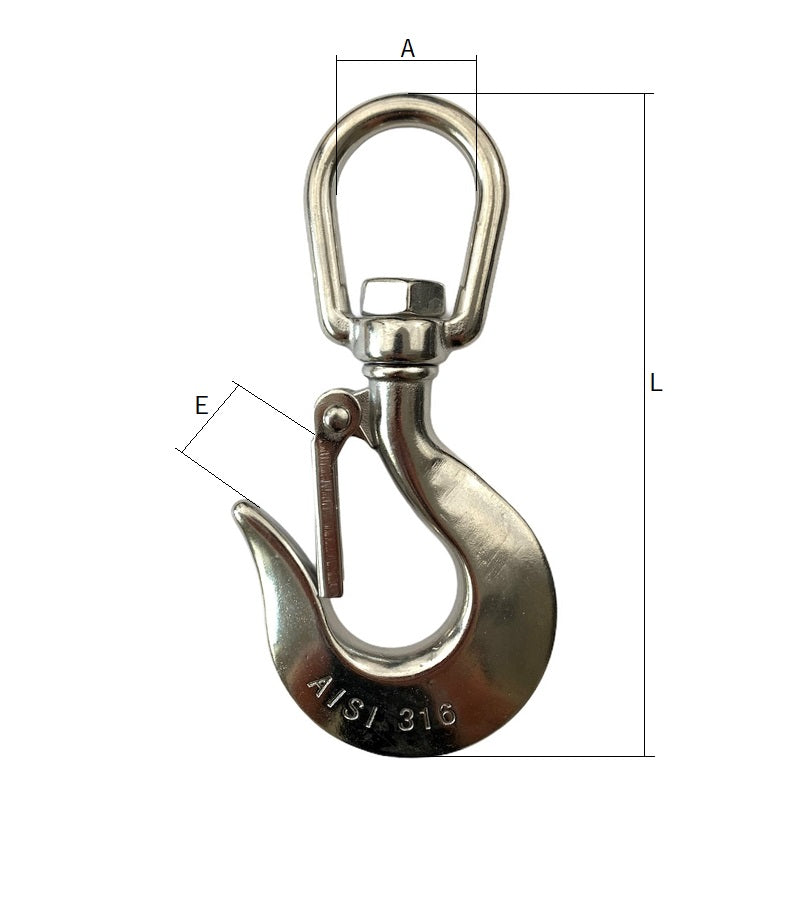 Stainless Steel Swivel Hook with Safety Catch Stainlok Stainless Steel Products 