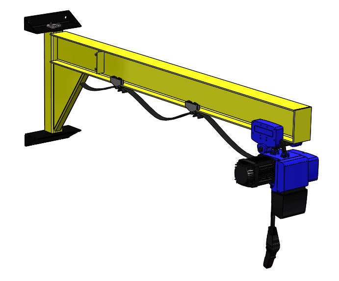 Wall-Mounted Under-Braced 1000kg I-Beam Jib Crane EliteReach Jibs 