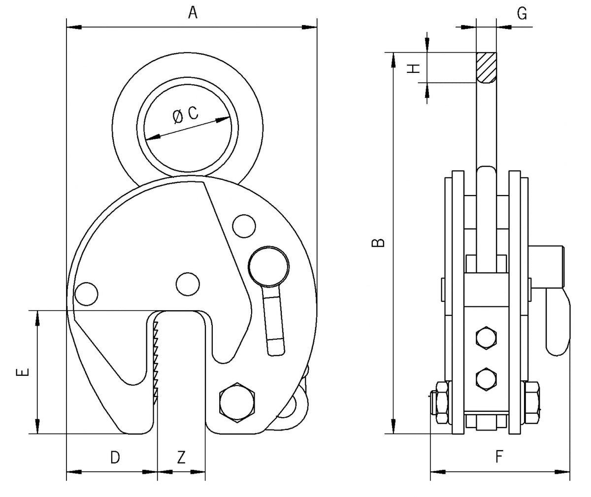 Camlok CZ Heavy Duty Vertical Plate Lifting Clamps Camlok 