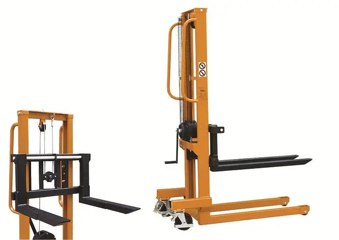 WS Manual Winch Stacker With Adjustable Forks LES - Lifting Equipment Store 