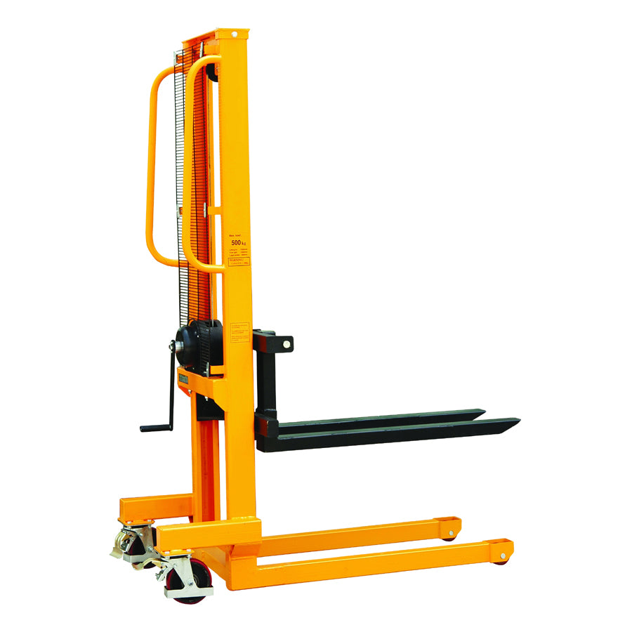 WS Manual Winch Stacker With Adjustable Forks LES - Lifting Equipment Store 